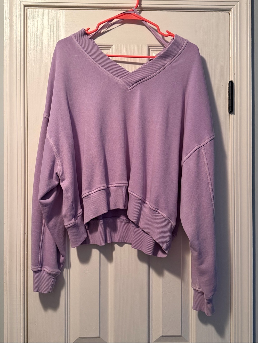aerie Lilac Cropped V-Neck Sweatshirt
